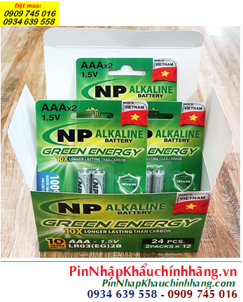 COMBO 01hộp 12vỉ=24viên Pin AAA 1.5v alkaline LR03EG(2B) Green Energy _Giá chỉ 240.000/hộp